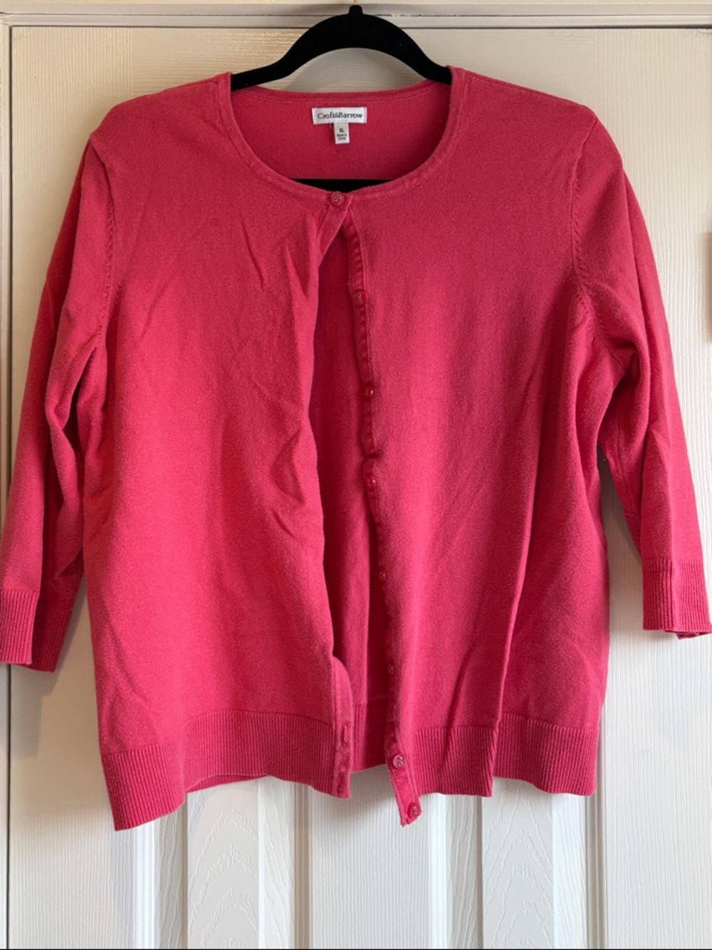 Croft & Barrow | Basic Pink Cardigan Button Up 3/4 Length Sleeves Size XL
